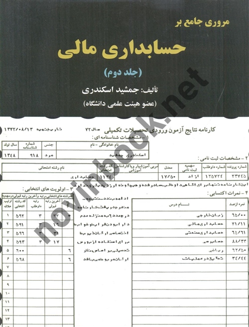 مروری جامع بر حسابداری مالی جلد 2 جمشید اسکندری انتشارات فرشید